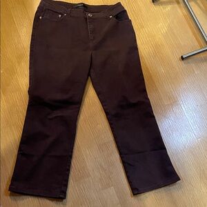 Simon Chang Burgundy Straight Crop Jeans